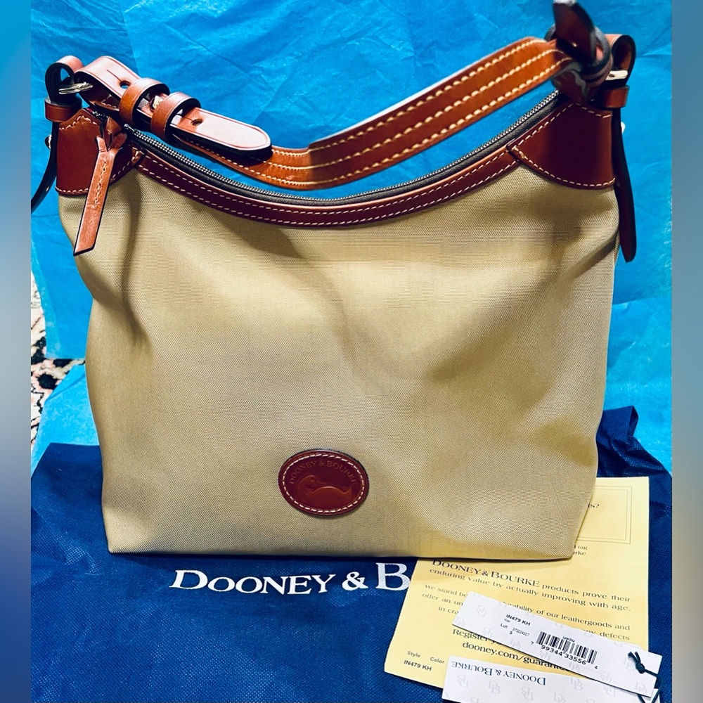 NEW!!! DOONEY & BOURKE LARGE ERICA NYLON SHOULDER BAG PURSE KHAKI PERFECT!!